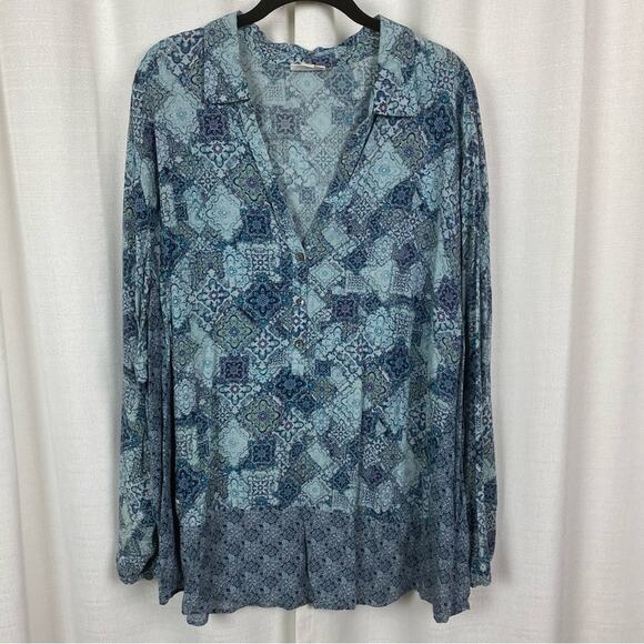 J.Jill Blue Pattern Popover Blouse Sz.4X - Picture 2 of 9